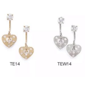 14K Pure Solid Yellow/White Gold💜Shaped Earrings